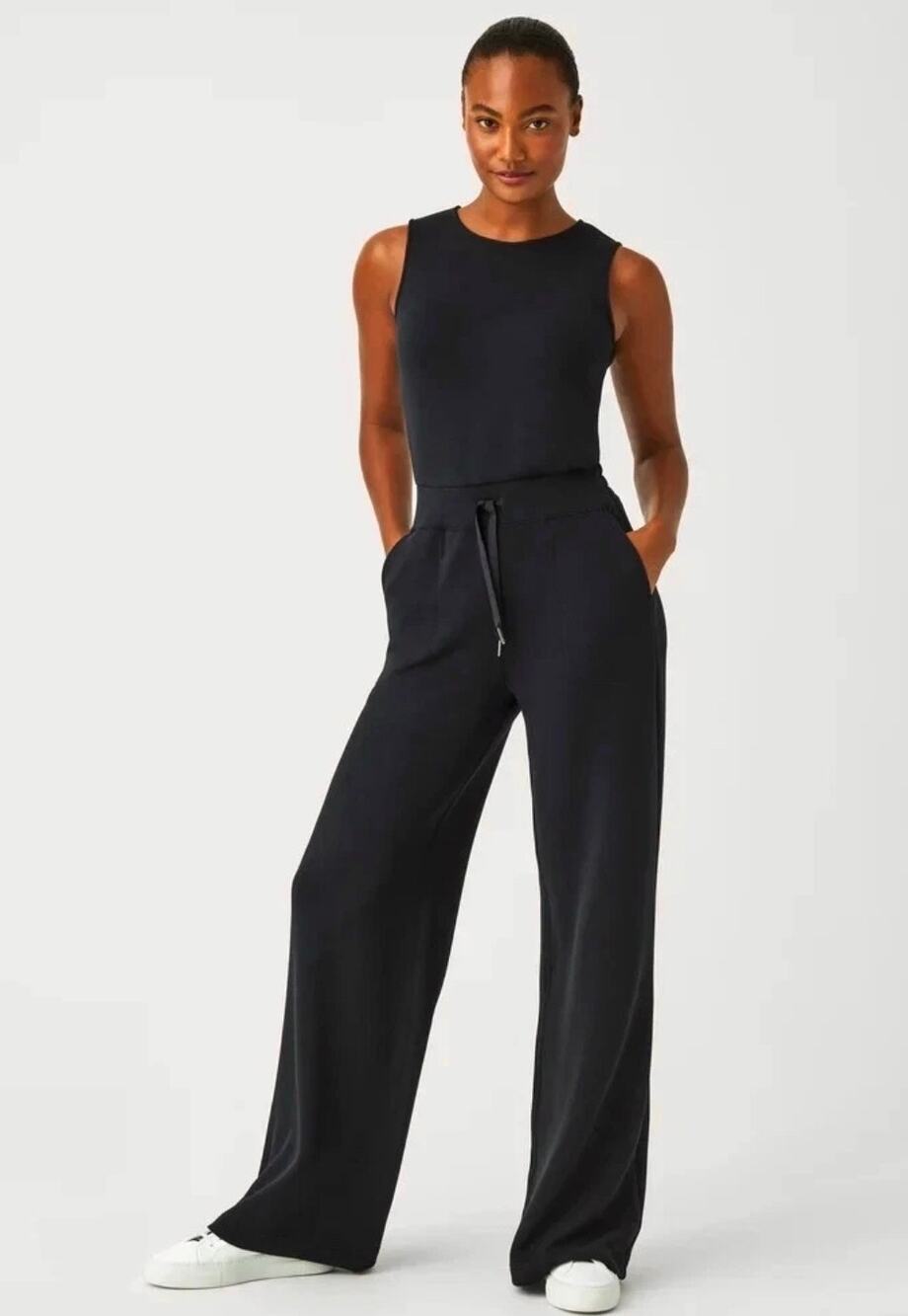 Spanx AirEssentials Sleeveless Jumpsuit Black Medium Aireluxe Knit 50282R Travel